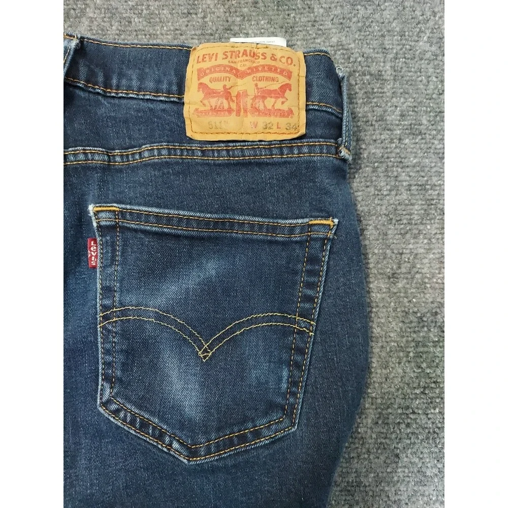 Levis Jeans Mens 30x32 Blue 511 Slim Fit Straight‎ Leg Preppy Dark Wash Red Tab